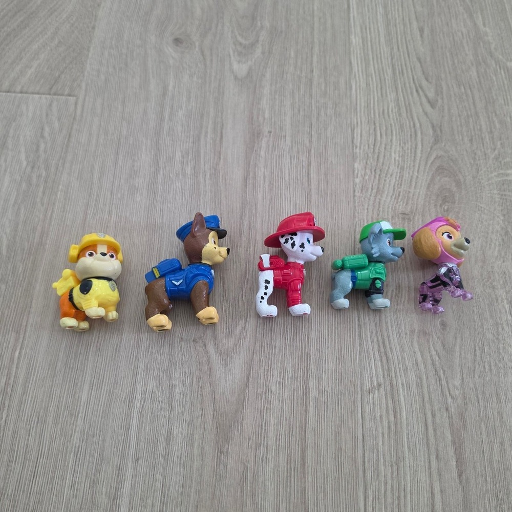 Paw Patrol Mini Figure 5pc Lot Bundle Chase Marshall Rubble Rocky Skye